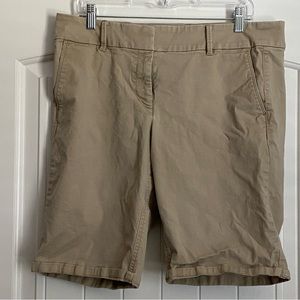 Ann Taylor Loft Monroe Bermuda Shorts Khaki Tan Beige Size 14